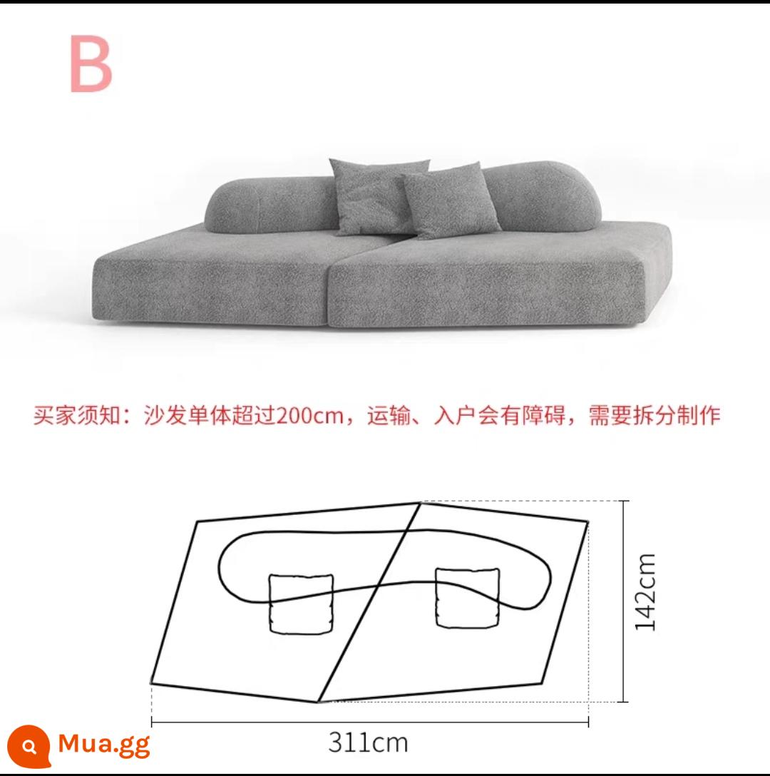 Biệt thự sang trọng ghế sofa đá cao cấp phong cách Jingji căn hộ nhỏ nhà thiết kế sáng tạo vải hình đặc biệt kiểu kem có thể tháo rời và giặt được - Bảo hành mười năm* Sự kết hợp B