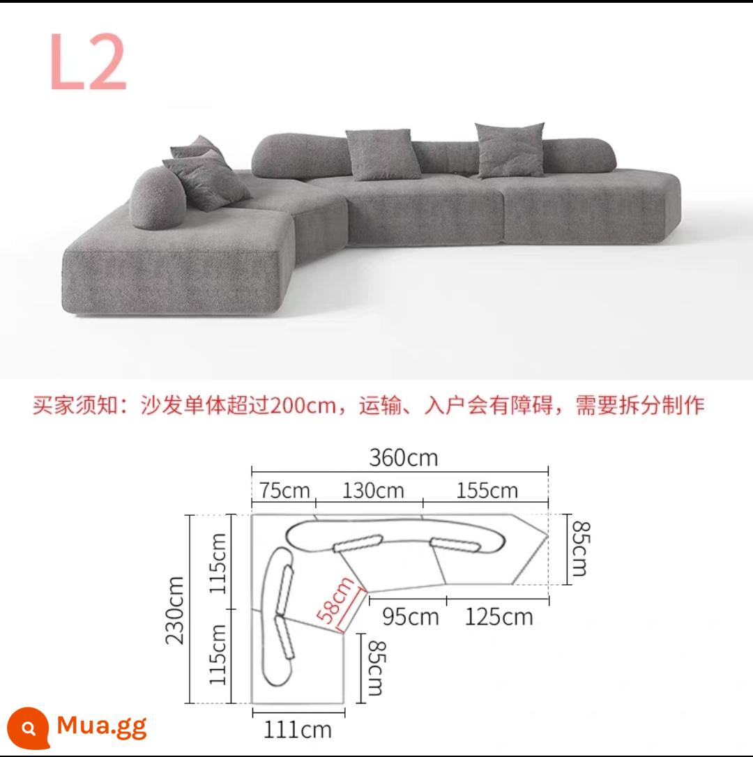 Biệt thự sang trọng ghế sofa đá cao cấp phong cách Jingji căn hộ nhỏ nhà thiết kế sáng tạo vải hình đặc biệt kiểu kem có thể tháo rời và giặt được - Bảo hành mười năm* Kết hợp L2