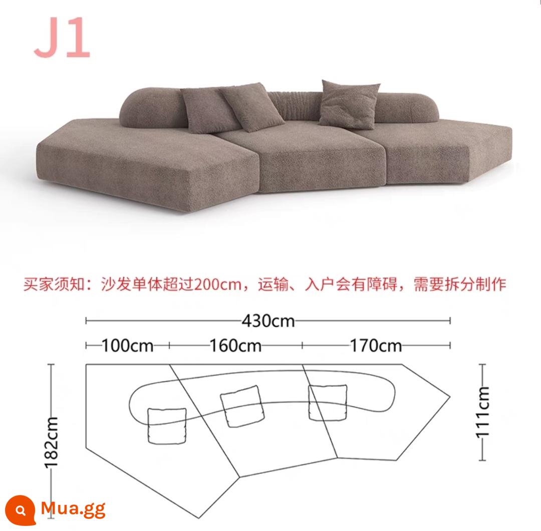 Biệt thự sang trọng ghế sofa đá cao cấp phong cách Jingji căn hộ nhỏ nhà thiết kế sáng tạo vải hình đặc biệt kiểu kem có thể tháo rời và giặt được - Bảo hành mười năm* Kết hợp J1