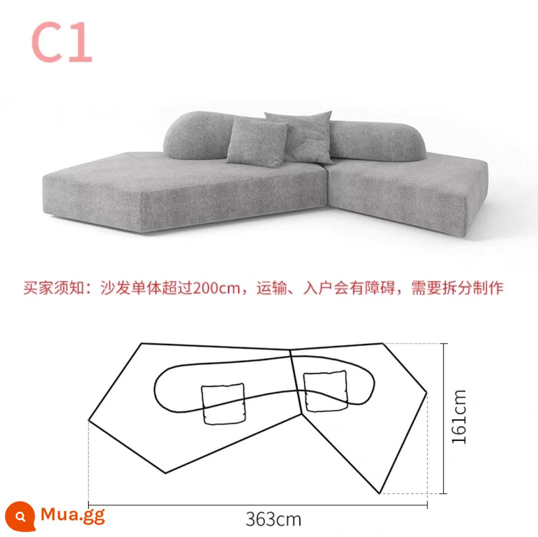 Biệt thự sang trọng ghế sofa đá cao cấp phong cách Jingji căn hộ nhỏ nhà thiết kế sáng tạo vải hình đặc biệt kiểu kem có thể tháo rời và giặt được - Bảo hành mười năm* Tổ hợp C1