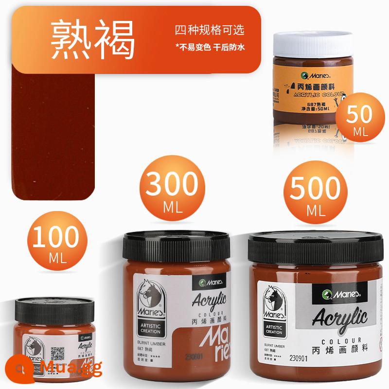 Sơn acrylic thương hiệu Marley 500ml chai lớn trắng đen 300 vàng sơn tường đặc biệt chống nước pha loãng sơn thuốc nhuộm tranh tường vẽ tay màu không phai graffiti kem chống nắng trẻ em tự làm - Nâu chín/mới