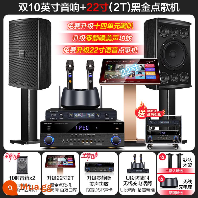 Changhong K10 House KTV Audio Đặt một bộ đầy đủ các bộ khuếch đại năng lượng nhà bài hát Karaokek Song - [15] Bộ 14 chiếc độc quyền 10 inch + máy karaoke 22 inch 2T + micro hát sạc không dây