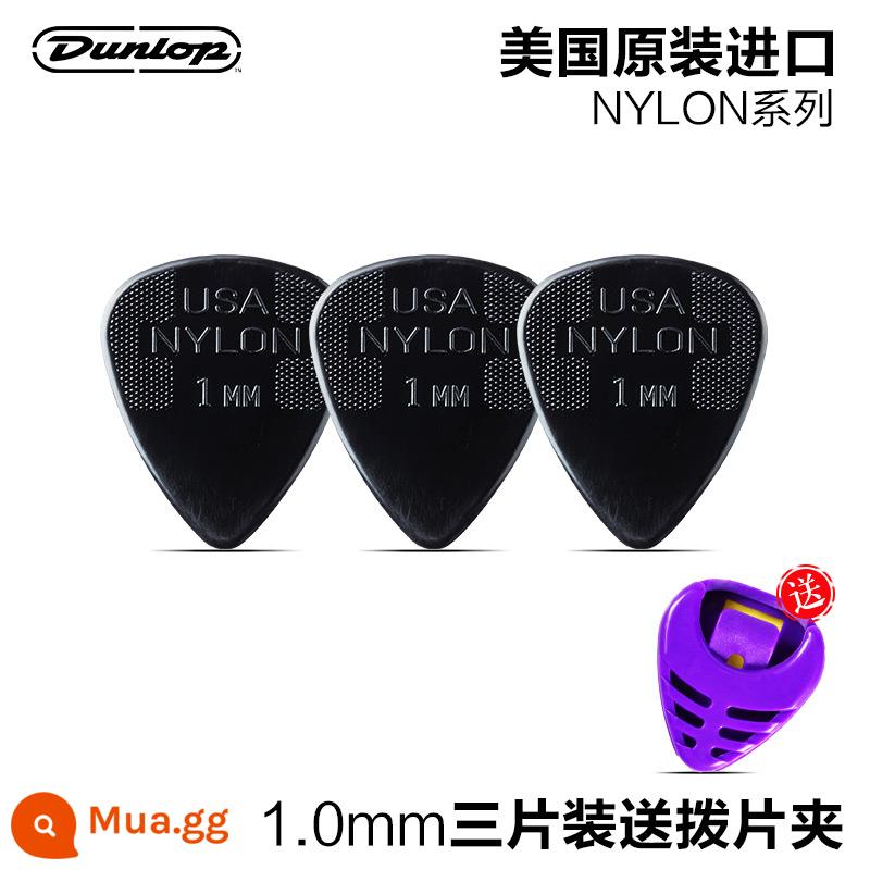 Sáu mảnh Dunlop Nylon do Mỹ sản xuất Dunlop nylon mái chèo bom tốc độ chống trượt điện gỗ đàn guitar ngón tay mảnh mùa xuân - [Gói Ba] Kẹp gắp NYLON 1.0mm+