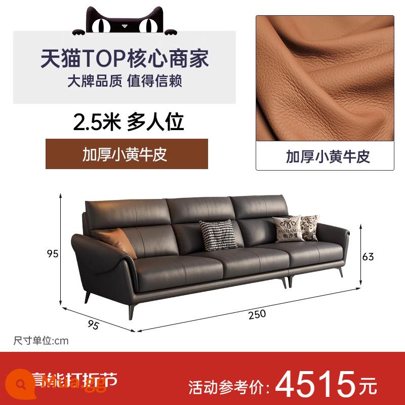 Sofa da bò lớp một lưng cao Pashaman phòng khách ba chỗ ngồi phong cách Ý cực kỳ đơn giản căn hộ nhỏ hiện đại - Da bò lớp thứ nhất dày 1,5mm nhập khẩu SR [2,5m nhiều người] linh hoạt và bền