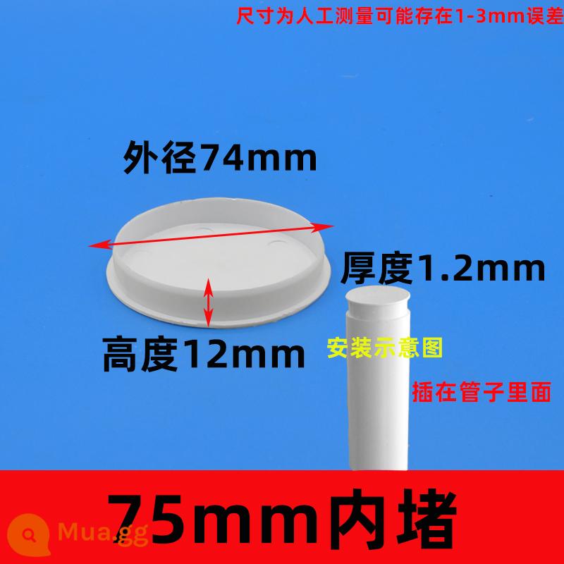 Nắp ống nhựa PVC 160 nút chặn thoát nước nắp ống thép 5 nắp bảo vệ 110 phụ kiện 200 đầu bịt ống cống phụ kiện ống nhựa pvc - Ống nước 75mm bị chặn màu trắng