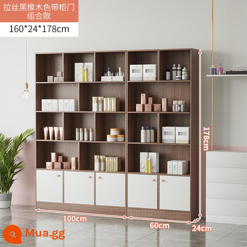 Tủ trưng bày mỹ phẩm làm đẹp đơn giản tủ trưng bày sản phẩm kệ trưng bày shop chăm sóc móng tay trưng bày shop mẹ và bé container - 160 gỗ sồi đen chải + cửa trắng