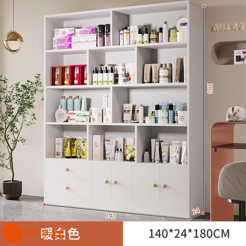 Tủ trưng bày mỹ phẩm làm đẹp đơn giản tủ trưng bày sản phẩm kệ trưng bày shop chăm sóc móng tay trưng bày shop mẹ và bé container - Máy bơm đôi bốn cửa 140cm màu trắng ấm