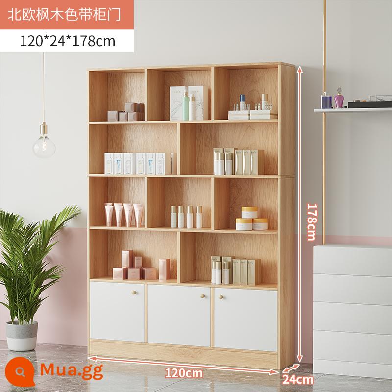 Tủ trưng bày mỹ phẩm làm đẹp đơn giản tủ trưng bày sản phẩm kệ trưng bày shop chăm sóc móng tay trưng bày shop mẹ và bé container - Cây phong Bắc Âu 120 cm có cửa