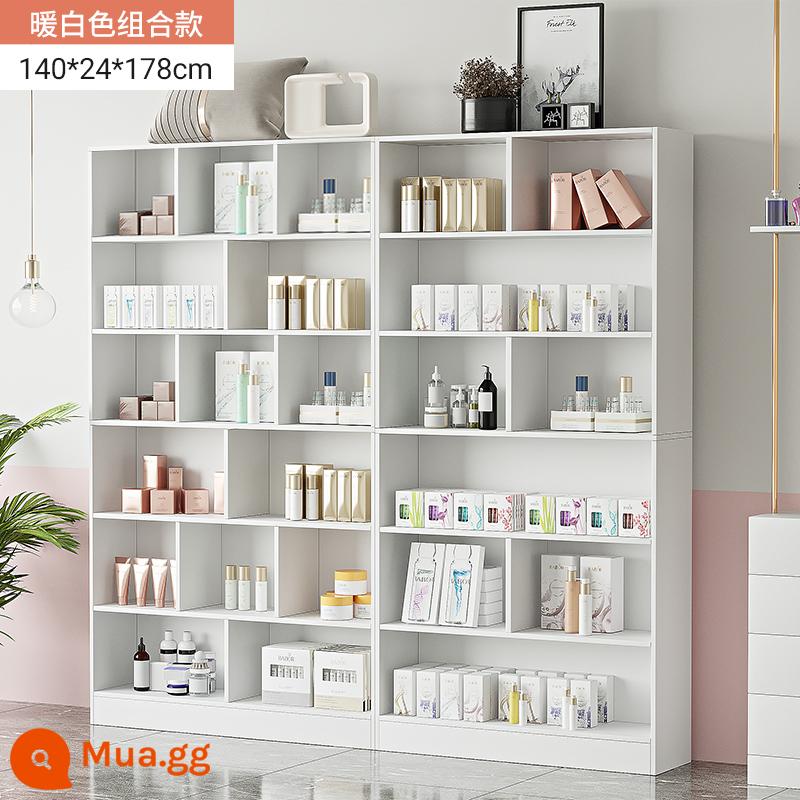 Tủ trưng bày mỹ phẩm làm đẹp đơn giản tủ trưng bày sản phẩm kệ trưng bày shop chăm sóc móng tay trưng bày shop mẹ và bé container - 140cm trắng ấm