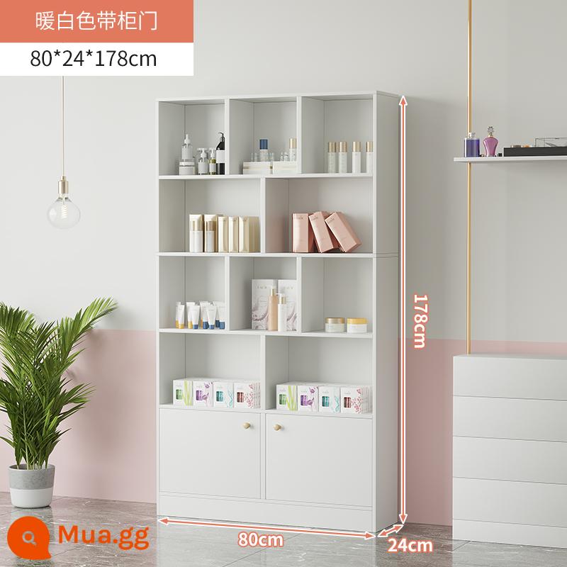 Tủ trưng bày mỹ phẩm làm đẹp đơn giản tủ trưng bày sản phẩm kệ trưng bày shop chăm sóc móng tay trưng bày shop mẹ và bé container - 80cm màu trắng ấm có cửa phụ