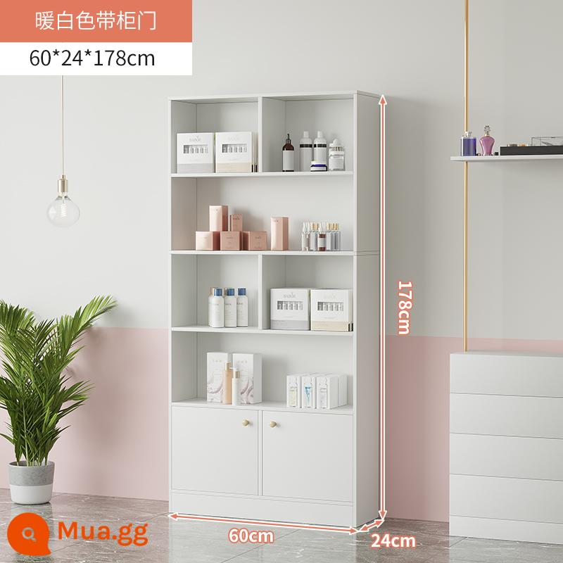 Tủ trưng bày mỹ phẩm làm đẹp đơn giản tủ trưng bày sản phẩm kệ trưng bày shop chăm sóc móng tay trưng bày shop mẹ và bé container - 60cm màu trắng ấm có thêm cửa [do chủ cửa hàng khuyên dùng! Chất lượng không đổi]