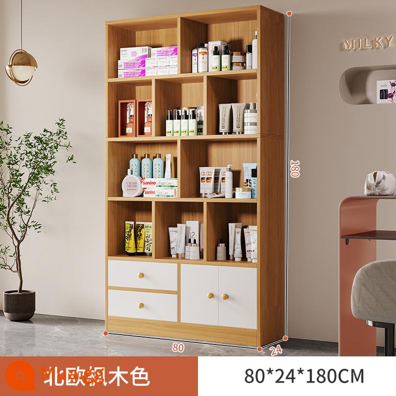 Tủ trưng bày mỹ phẩm làm đẹp đơn giản tủ trưng bày sản phẩm kệ trưng bày shop chăm sóc móng tay trưng bày shop mẹ và bé container - Ngăn kéo đôi cửa đôi 80cm bằng gỗ sồi mục vụ