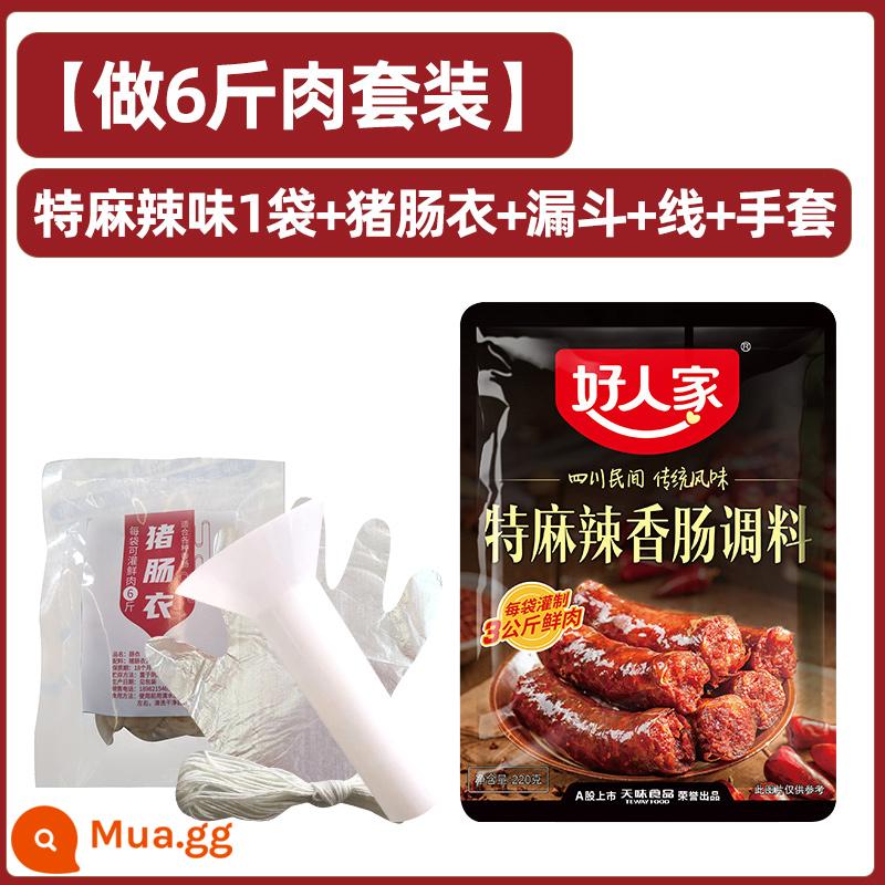 Gia vị xúc xích gia đình ngon Gia vị cay Tứ Xuyên Quảng Đông Gia vị Tứ Xuyên Gia vị xúc xích nhồi Gia vị xúc xích - [Bộ] Gia Vị Xúc Xích Cay Đặc Biệt + Vỏ + Phễu + Chỉ