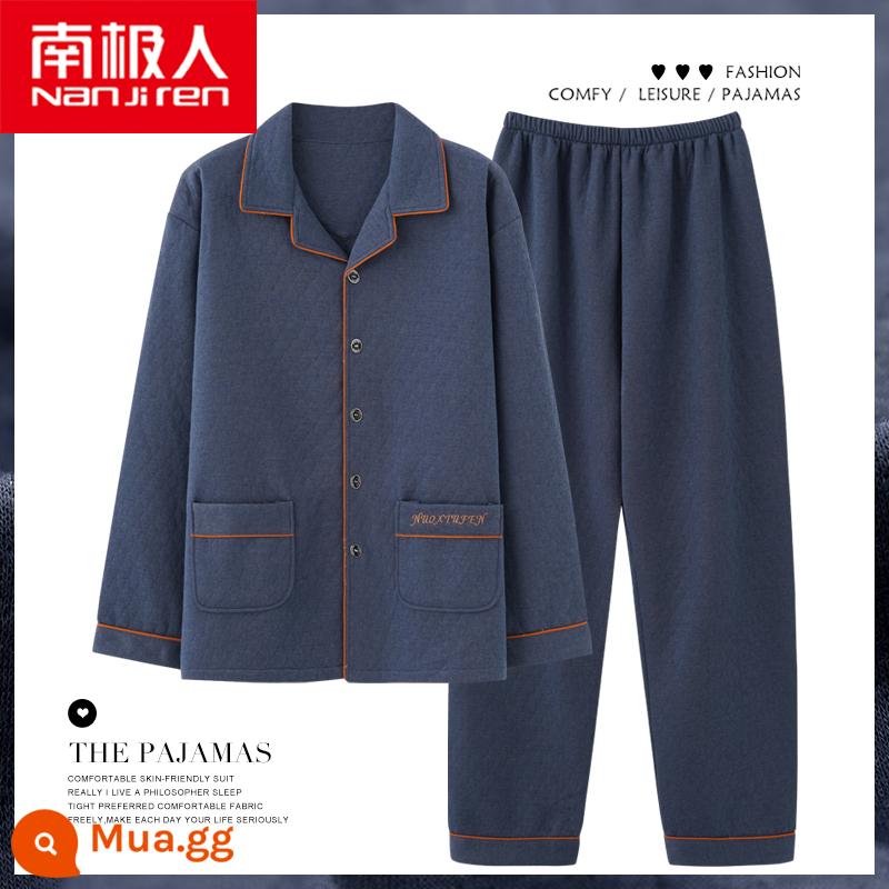 Nanjiren Bộ Đồ Ngủ Thu Đông Nam Cotton Nguyên Chất Trung Niên Bố Dày Mỏng Chần Bông Không Khí Phục Vụ Gia Đình Phù Hợp Với - NJR-NX89902