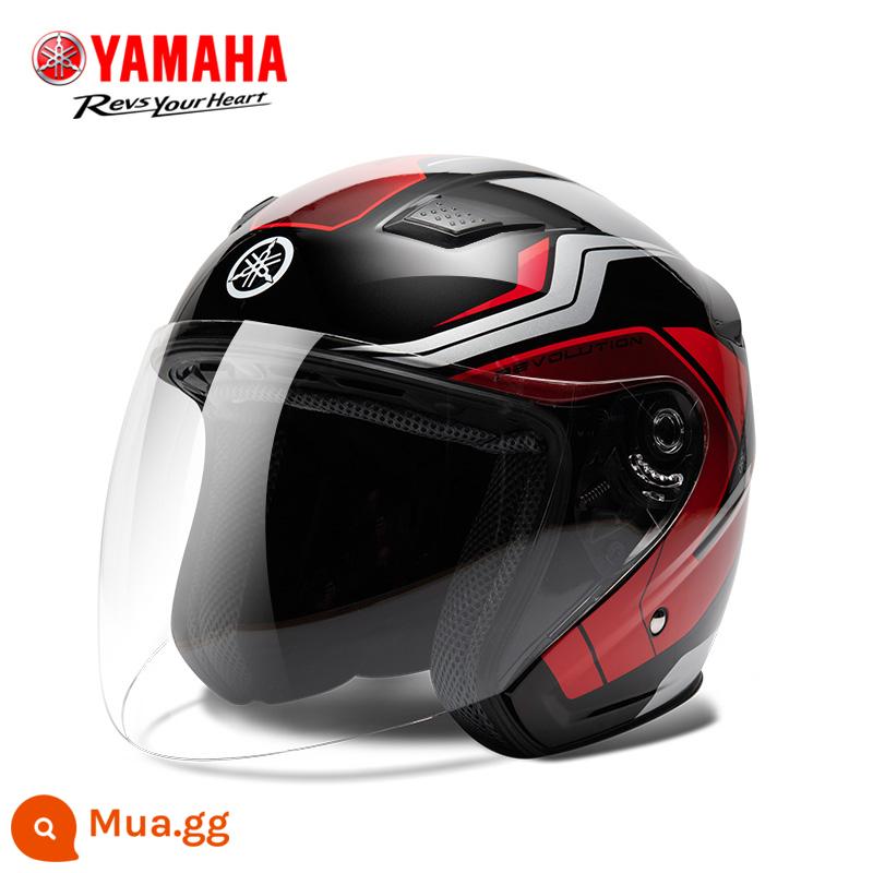 YAMAHA Mũ bảo hiểm an toàn cho xe máy điện Yamaha Mũ bảo hiểm an toàn cho nam và nữ bốn mùa được chứng nhận 3C Mũ bảo hiểm nửa mùa thu đông - Thanh kiếm đỏ (phiên bản tôn kính)