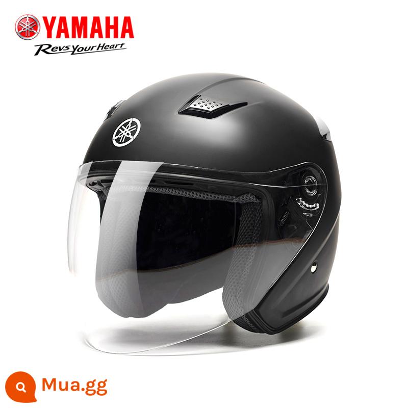 YAMAHA Mũ bảo hiểm an toàn cho xe máy điện Yamaha Mũ bảo hiểm an toàn cho nam và nữ bốn mùa được chứng nhận 3C Mũ bảo hiểm nửa mùa thu đông - Màu đen mờ (phiên bản veneer)