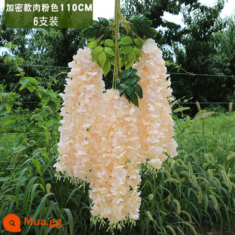 Mô phỏng Wisteria hoa hoa giả tím treo trần hoa cây nho trong nhà trang trí đám cưới mây nhựa dải hoa cây nho - Hồng thịt mã hóa phóng to (6 miếng)