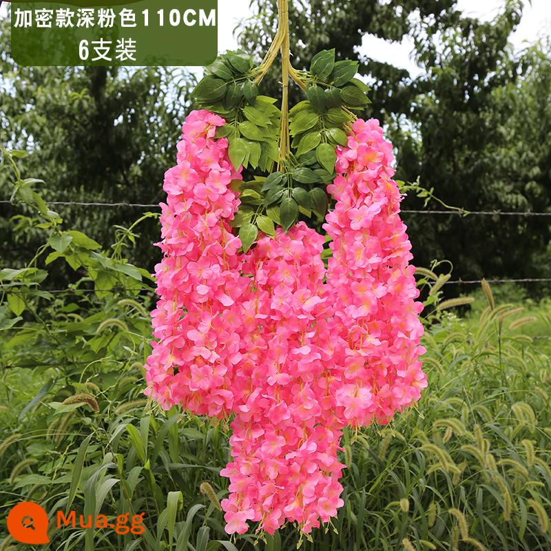 Mô phỏng Wisteria hoa hoa giả tím treo trần hoa cây nho trong nhà trang trí đám cưới mây nhựa dải hoa cây nho - Kiểu mã hóa mở rộng màu hồng đậm (6 miếng)