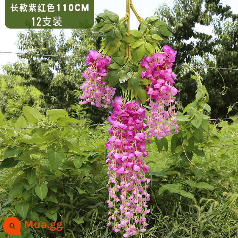 Mô phỏng Wisteria hoa hoa giả tím treo trần hoa cây nho trong nhà trang trí đám cưới mây nhựa dải hoa cây nho - Loại dài màu tím (12 miếng)