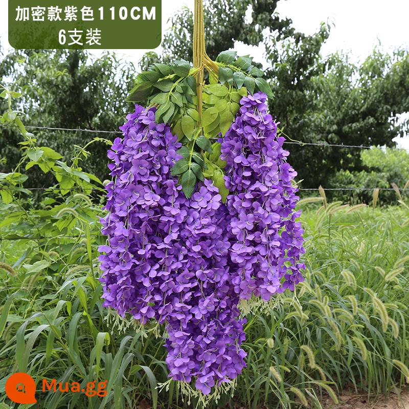 Mô phỏng Wisteria hoa hoa giả tím treo trần hoa cây nho trong nhà trang trí đám cưới mây nhựa dải hoa cây nho - Mã hóa mở rộng màu tím (6 miếng)