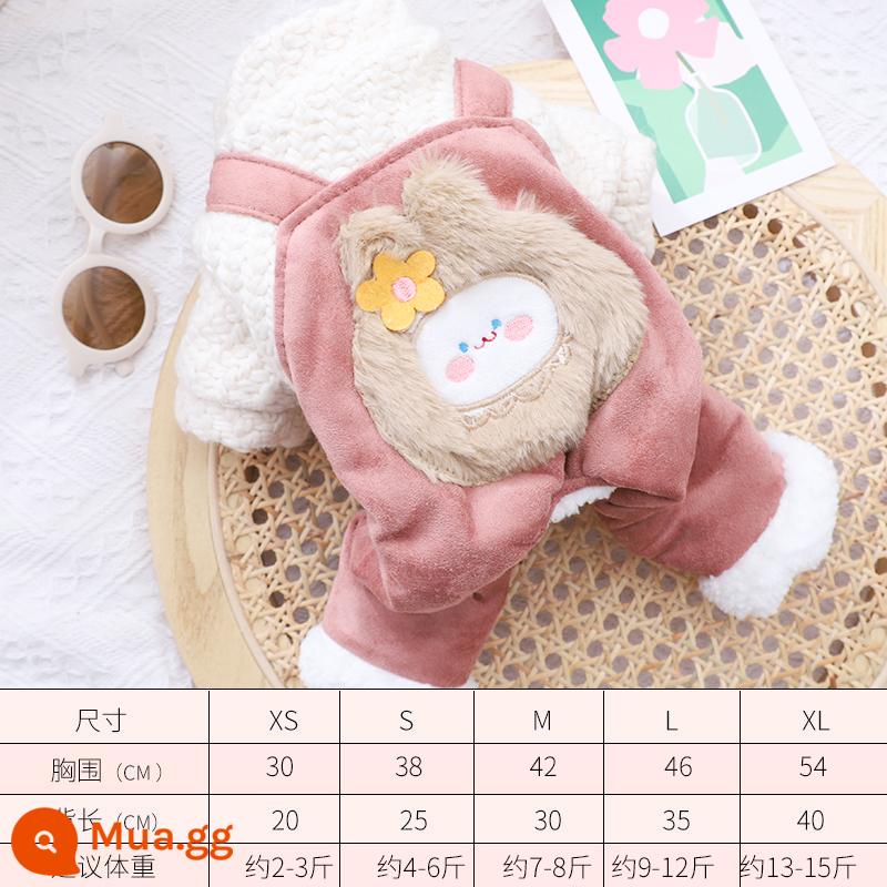 Quần áo chó Teddy vào mùa thu và mùa đông những chú chó nhỏ Sherbaren skinari belomi bốn chân mùa đông mùa thu mùa thu ôm quần em bé - Áo khoác bông thỏ Tangyuan màu hồng