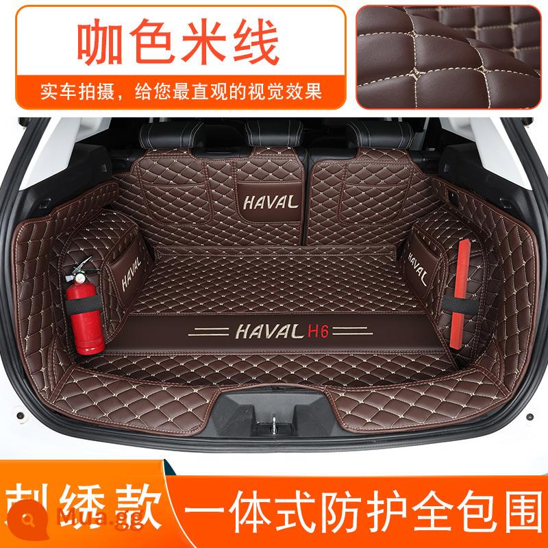 Thảm cốp Haval H6 ba thế hệ Haval H6 Great Wall Harvard h6 National Tide Champion Edition thảm ngăn sau vật tư ô tô - [Dày hơn so với các sản phẩm cùng loại] Toàn bộ viền toàn bộ được nâng cấp, màu cà phê ☆ thêu logo xe hơi