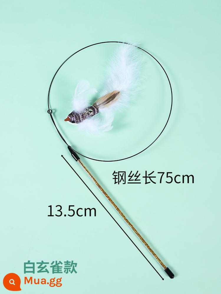 Trêu chọc Cat Stick Rod dài có thể có xu hướng rút lại que câu siêu dài 1,8m, cắn lông, chuông, đồ chơi mèo - Mô hình dây thép mở rộng [mô hình chim trắng]