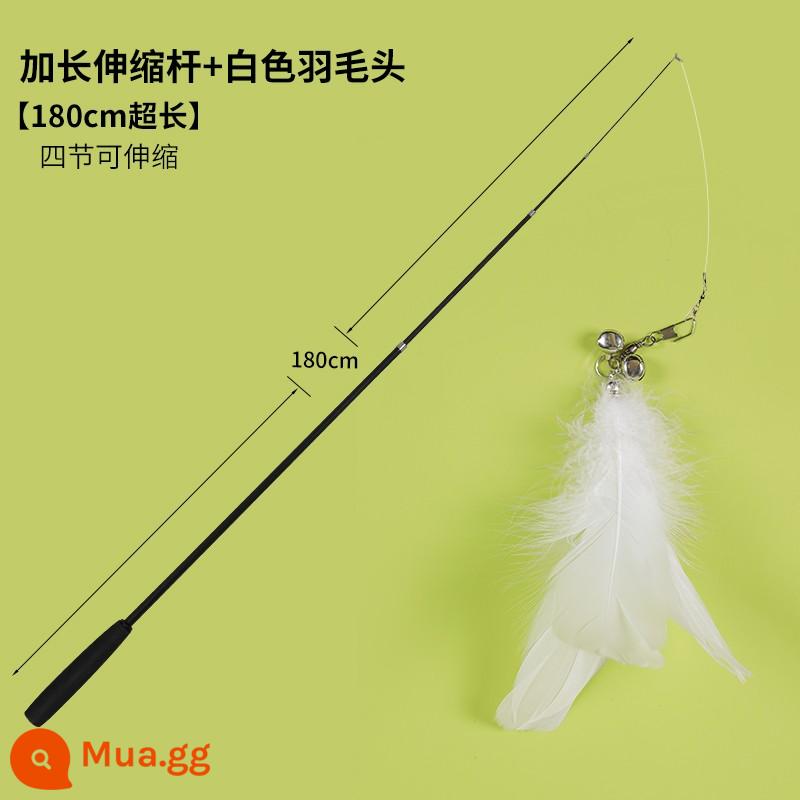 Trêu chọc Cat Stick Rod dài có thể có xu hướng rút lại que câu siêu dài 1,8m, cắn lông, chuông, đồ chơi mèo - Đũa trêu mèo dạng ống lồng dài 1,8m + lông trắng, lông xù, ống lồng bốn đoạn