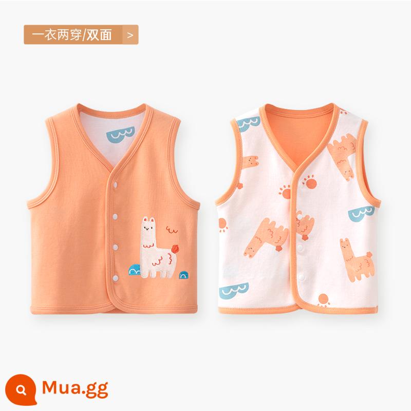 Áo vest cho bé mẫu xuân thu đông mặc áo vest trẻ em sơ sinh kẹp ngựa bé trai và bé gái áo vest mùa đông - [Thêu hai mặt] Alpaca dễ thương