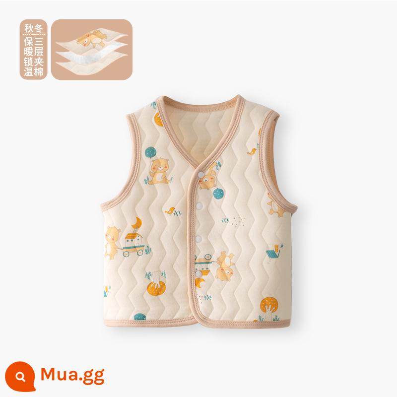 Áo vest cho bé mẫu xuân thu đông mặc áo vest trẻ em sơ sinh kẹp ngựa bé trai và bé gái áo vest mùa đông - [Chăn bông ba lớp] Xiongjiayuan