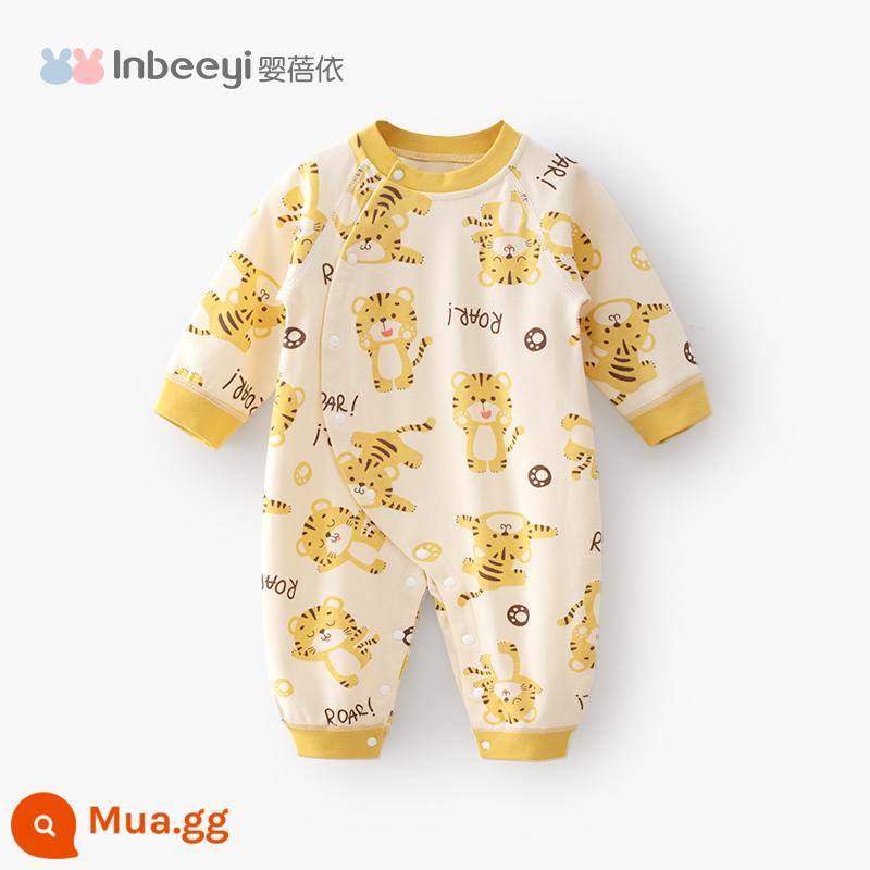 Baby Beiyi baby jumpsuit bé trăng tròn trăm ngày quần áo siêu dễ thương chúc mừng năm mới áo liền quần mùa xuân và mùa thu cotton nguyên chất lớp a - Tiểu hổ báo tin vui