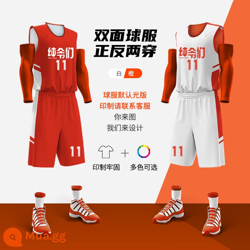 Vụ kiện bóng rổ đôi đàn ông Jersey Custom College Cạnh tranh Đội ngũ đào tạo bóng rổ bóng rổ Vest - Có thể đảo ngược màu cam/trắng