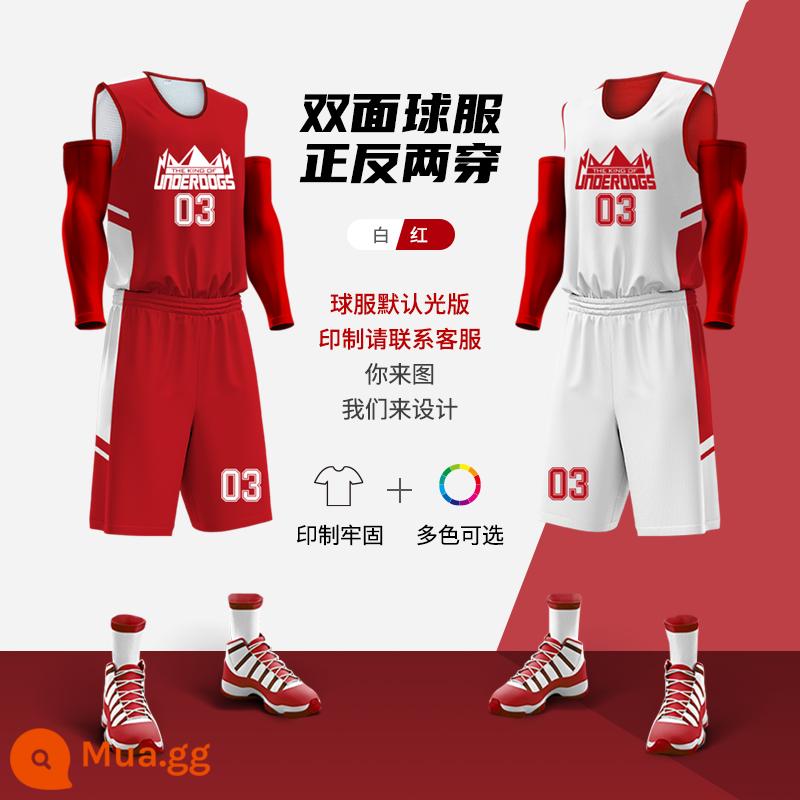 Vụ kiện bóng rổ đôi đàn ông Jersey Custom College Cạnh tranh Đội ngũ đào tạo bóng rổ bóng rổ Vest - đảo ngược màu đỏ/trắng