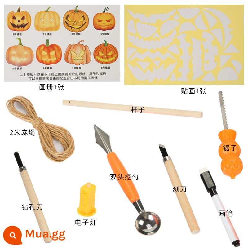 Trẻ Em Chạm Khắc Thật Bí Ngô DIY Halloween Đèn Lồng Bí Ngô Bí Ngô Thùng Đèn Lồng Trang Trí Dụng Cụ Chất Liệu Gói - Bộ dụng cụ 10 món