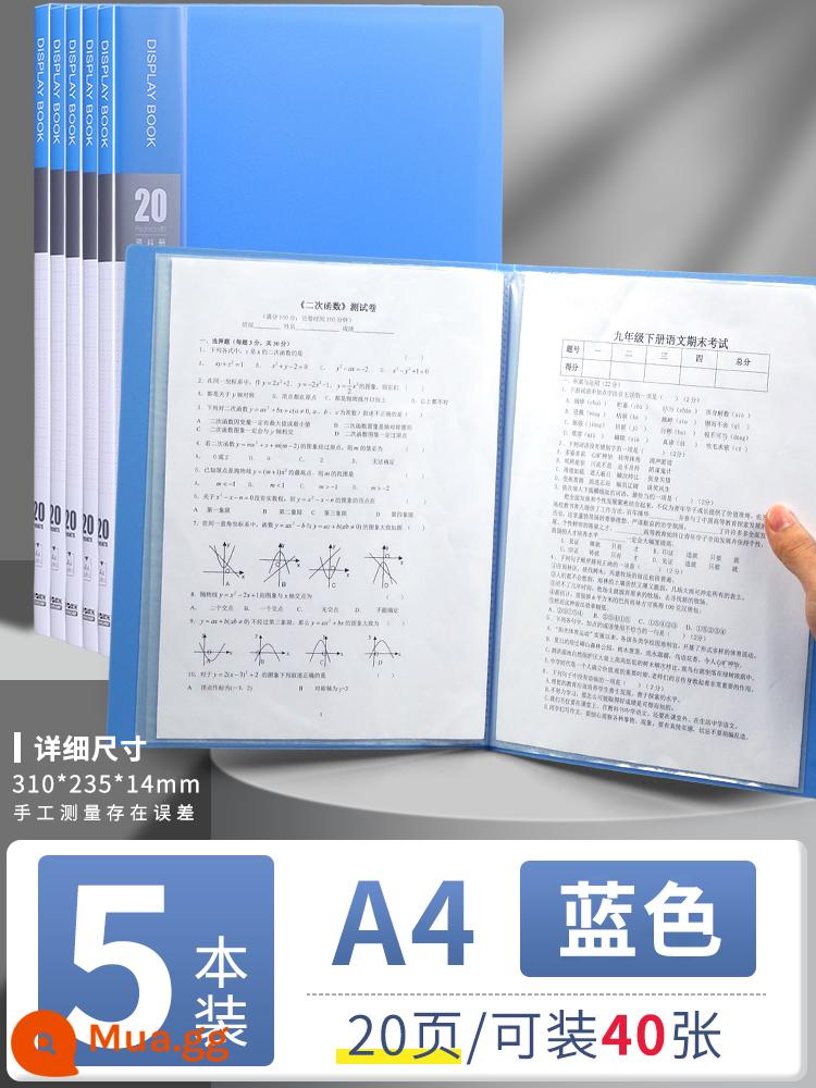 Túi đựng tài liệu Chenguang a4 nhiều trang thông tin sách chèn sách tập tin thông tin hợp đồng chứng chỉ lưu trữ hoàn thiện hiện vật giấy kiểm tra học sinh túi lưu trữ tờ nhạc thư mục lưu trữ hóa đơn vật tư văn phòng - [Dày 20 trang] Sách xanh 5 - chứa được 40 trang