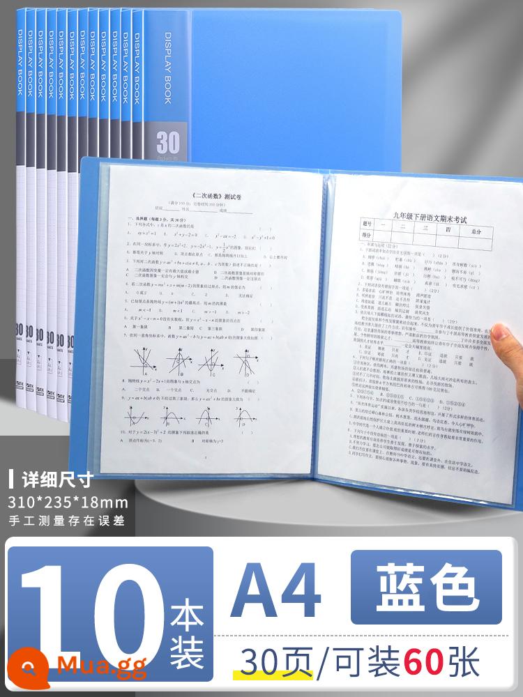 Túi đựng tài liệu Chenguang a4 nhiều trang thông tin sách chèn sách tập tin thông tin hợp đồng chứng chỉ lưu trữ hoàn thiện hiện vật giấy kiểm tra học sinh túi lưu trữ tờ nhạc thư mục lưu trữ hóa đơn vật tư văn phòng - [Dày 30 trang] Sách xanh 10 - chứa được 60 trang