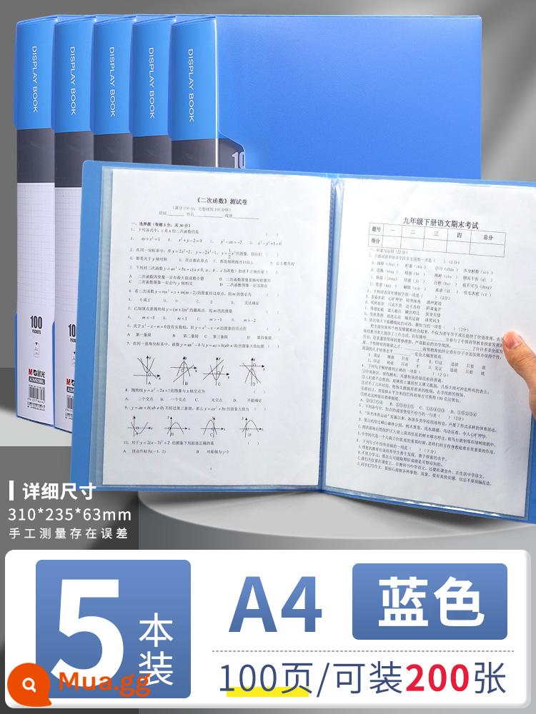 Túi đựng tài liệu Chenguang a4 nhiều trang thông tin sách chèn sách tập tin thông tin hợp đồng chứng chỉ lưu trữ hoàn thiện hiện vật giấy kiểm tra học sinh túi lưu trữ tờ nhạc thư mục lưu trữ hóa đơn vật tư văn phòng - [Dày 100 trang (có hộp)] Sách xanh 5 - chứa được 200 trang