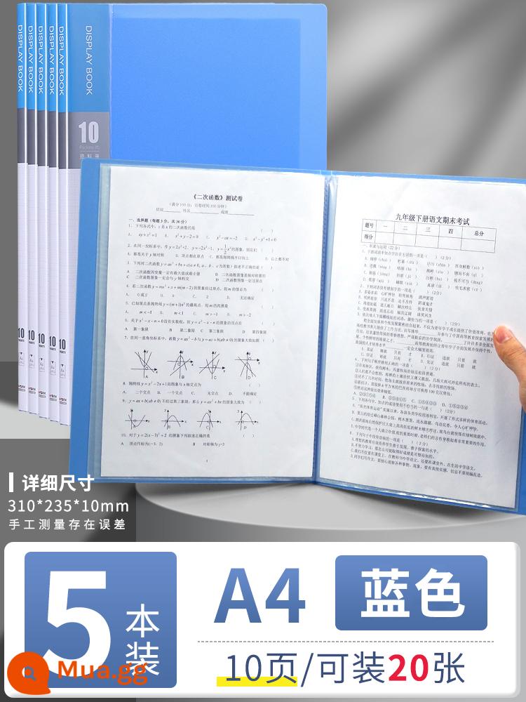 Túi đựng tài liệu Chenguang a4 nhiều trang thông tin sách chèn sách tập tin thông tin hợp đồng chứng chỉ lưu trữ hoàn thiện hiện vật giấy kiểm tra học sinh túi lưu trữ tờ nhạc thư mục lưu trữ hóa đơn vật tư văn phòng - [Dày 10 trang] Sách xanh 5 - chứa được 20 trang