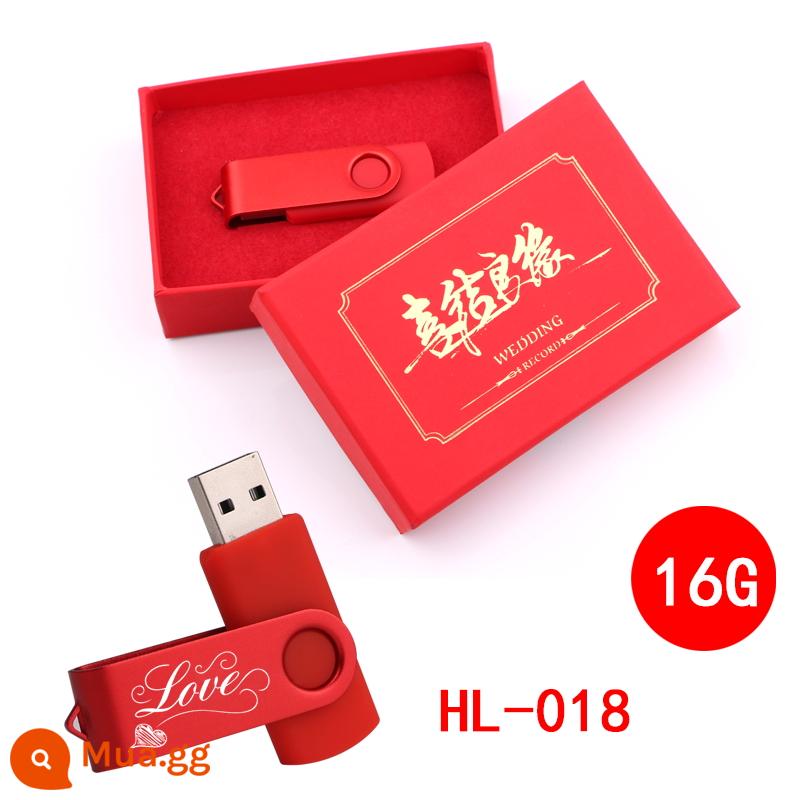 16 đám cưới Đĩa U tùy chỉnh 8g đám cưới Đèn LED USB kỷ niệm ngày cưới lưu trữ lễ hội máy tính đủ tốc độ cao khắc bộ - Đỏ 18 HL-018-16G