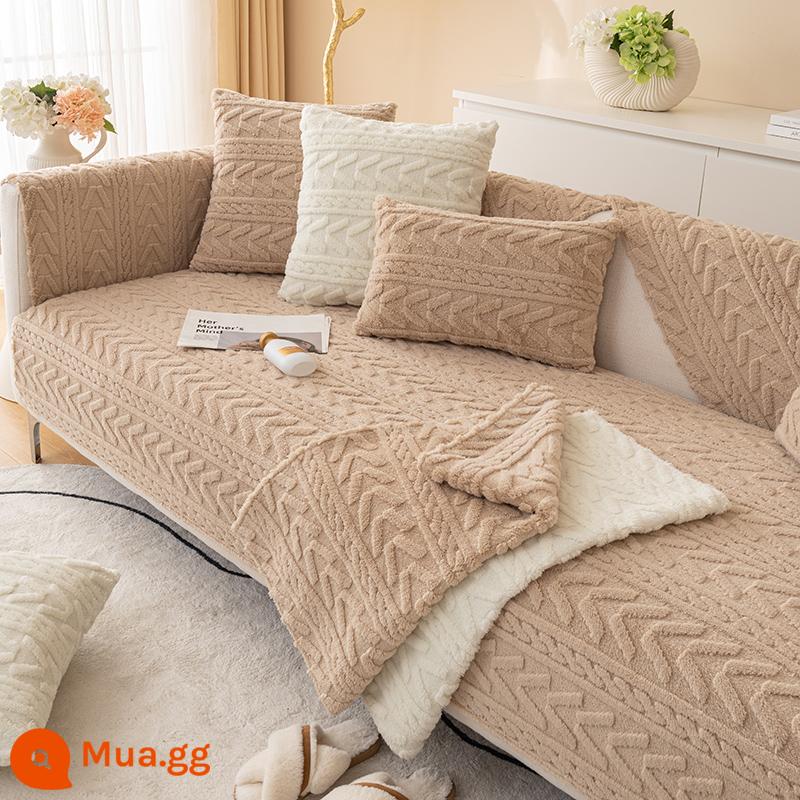 Sofa Sang Trọng Đệm Mùa Đông Chống Trơn Trượt 2022 Mới Ghế Sofa Da Nhẹ Sang Trọng Bao Vải Khăn Dày Đệm cao Cấp - Làm giàu - kaki nhẹ