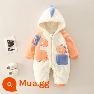 Quần áo trẻ em mùa thu và mùa đông cotton cotton trẻ sơ sinh nam và nữ trong mùa đông cotton mỏng hoạt hình hoạt hình quần áo vội vàng quần áo - khủng long màu cam