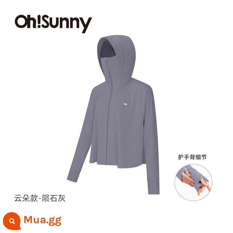 Quần Áo Chống Nắng Ohsunny Áo Sơ Mi Dáng Rộng Chống Tia UV Sợi Thô Áo Lái Xe Cloud Quần Áo Chống Nắng - Phong cách đám mây - xám thiên thạch