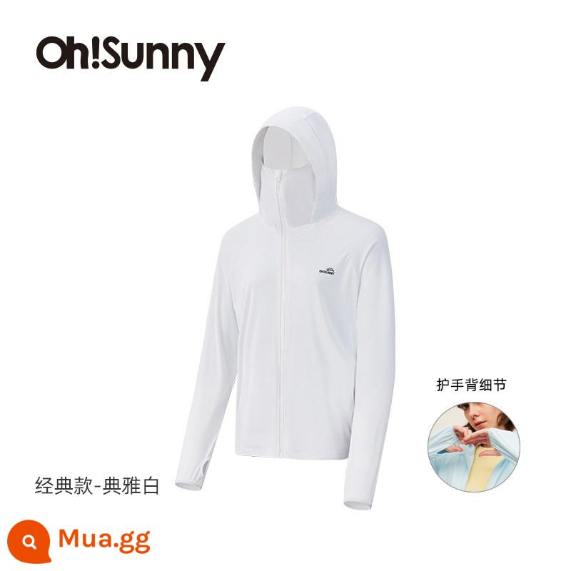 [Phong cách giống như ngôi sao Sun Qian] Quần áo chống nắng ohsunny dành cho nữ, sợi nguyên bản chống tia cực tím, mây thoáng khí, bảo vệ tay - Phong cách cổ điển - màu trắng sang trọng