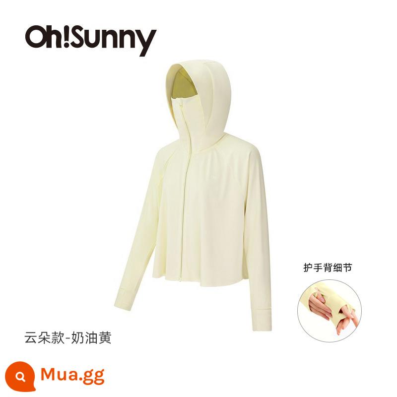 [Phong cách giống như ngôi sao Sun Qian] Quần áo chống nắng ohsunny dành cho nữ, sợi nguyên bản chống tia cực tím, mây thoáng khí, bảo vệ tay - Phong cách đám mây-màu vàng kem