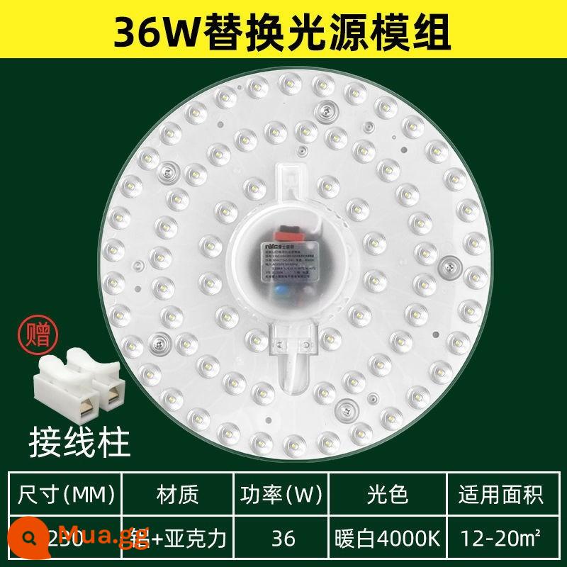 NVC chiếu sáng đèn LED ốp trần dải bấc chuyển đổi bảng tròn tiết kiệm năng lượng bóng đèn thay thế nguồn sáng đèn ống bảng điều khiển đèn LED - 36W trắng ấm, đường kính 23cm, thích hợp cho 12-20m2