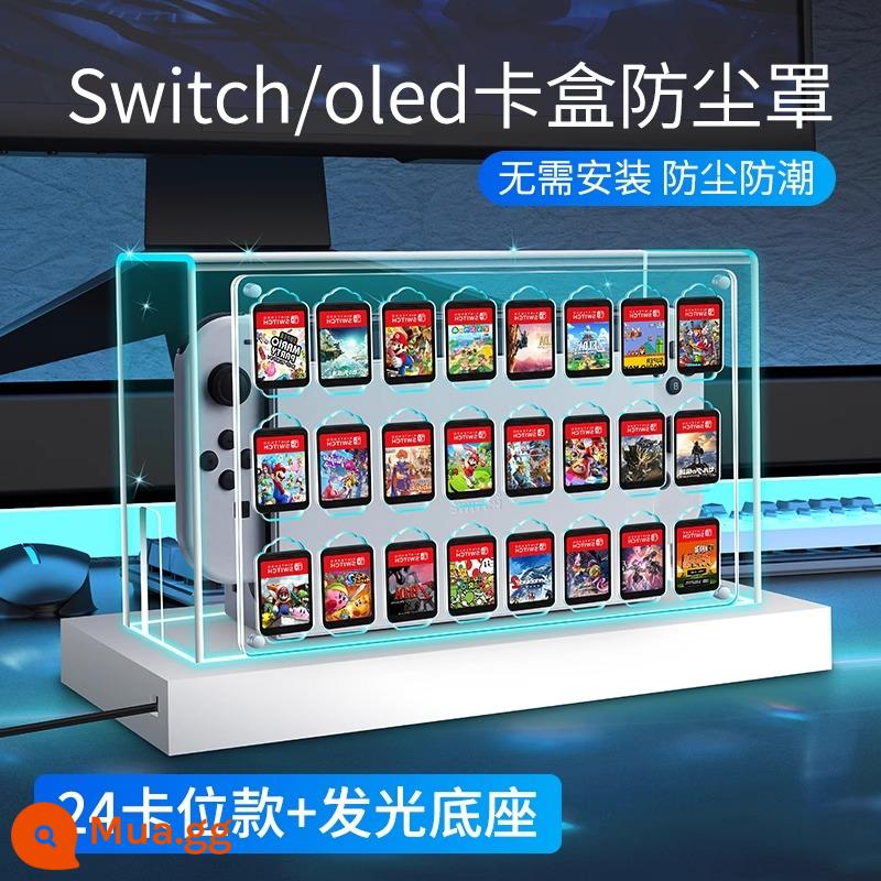 Vỏ bảo vệ Nintendo Switcholed trong suốt Vỏ tay cầm công tắc Vỏ cứng hai mảnh NS phiên bản tuổi thọ pin Vỏ đế có thể cắm được Vỏ bảng điều khiển trò chơi OLED Tấm che bụi Phụ kiện hộp thẻ pha lê acrylic - [Vỏ che bụi hộp 24 thẻ + đế dạ quang 20 màu] Acrylic hoàn toàn trong suốt