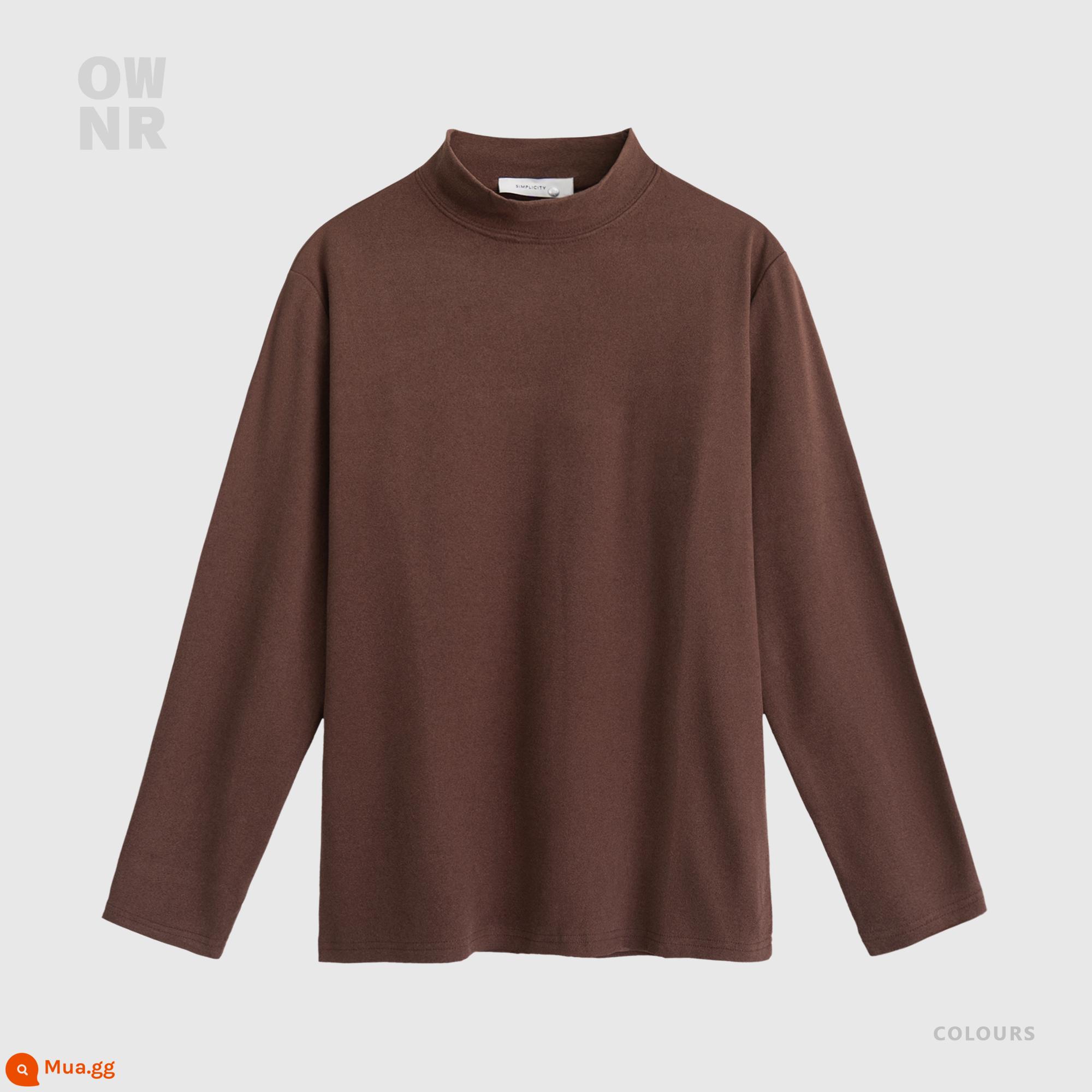 Đen TURTLENCECK BASE MENTUMENT MINAUM VÀ WINTER Đạo đức ống t -Shirt dài -sleeved Trendy Glimming Top -Level Sensory Warening Nội tâm - Cổ áo trung tâm màu nâu