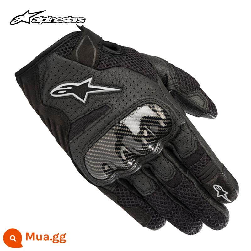 Một ngôi sao alpinestars nữ găng tay xe máy mùa hè da cừu đi xe máy găng tay da SMX-1 v2 - đen