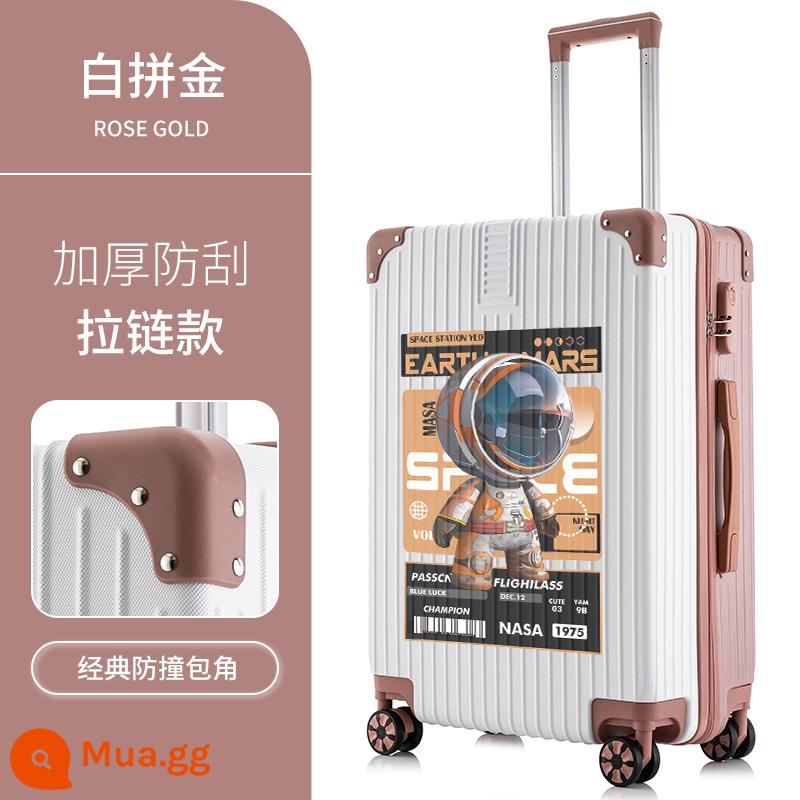 Hộp hành lý mới của Nans Astronomy Box nữ Tie Box Hộp da 20 inch Mật khẩu là mạnh mẽ, bền và dày - Phi hành gia đầu to bên phải ★ dây kéo ★ trắng và vàng