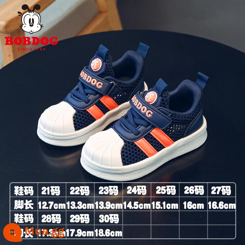 Giày trẻ em Babu Dou Children Boys Giày Agan Mùa thu và mùa đông Boy Boy Baby Erma giày trẻ em Giày thể thao nữ - Xanh navy/Cam pháo hoa 23034 (Phong cách mùa hè)